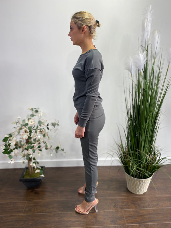 5Besties Rib Jersey Sweatshirts And Jogger Set (Army) 5BSET-15