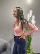 Capella Split Neck Body Suit (Mauve) BT2696