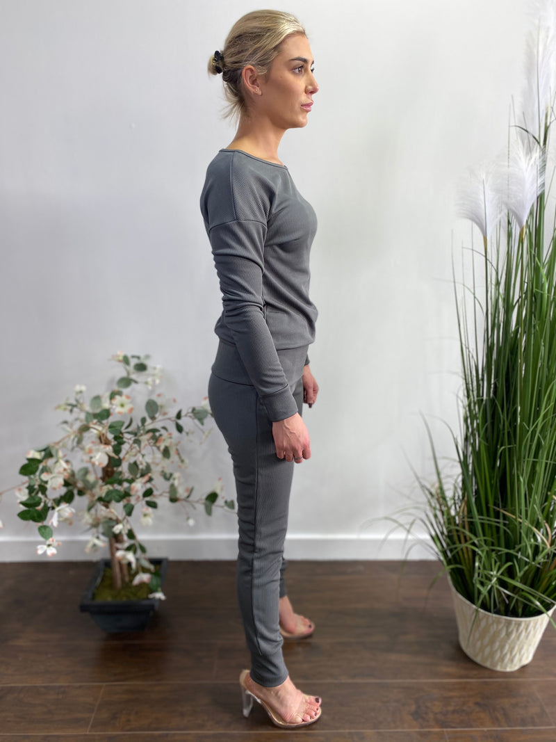 5Besties Rib Jersey Sweatshirts And Jogger Set (Army) 5BSET-15