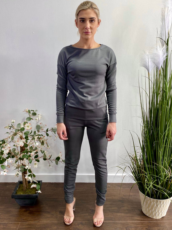 5Besties Rib Jersey Sweatshirts And Jogger Set (Army) 5BSET-15