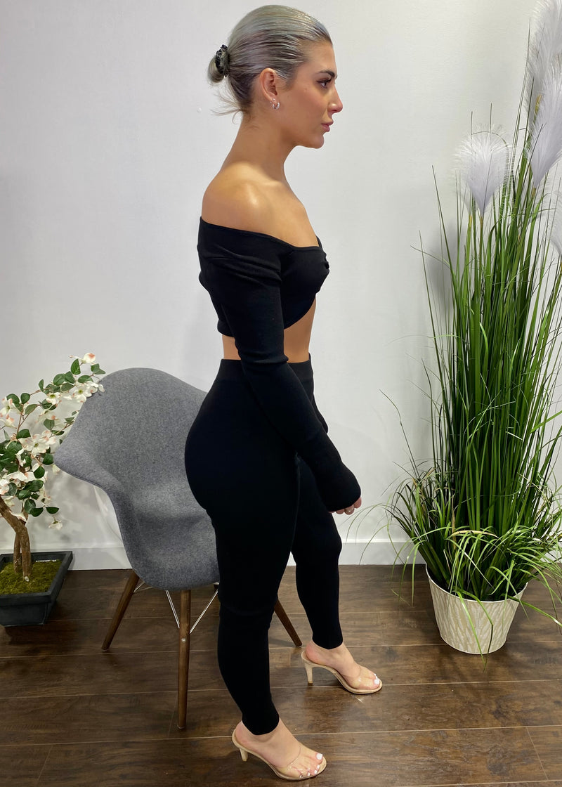 Hera Collection Twist Top Legging Set (Black) 22353