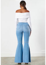 Vibrant Flare Jeans (Light Stone) P1651