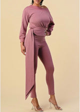 The Sang French Terry One Shoulder Set (Mauve) SP42090321
