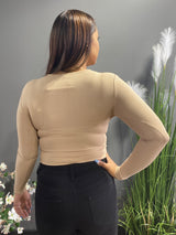 Capella Shirred Cropped Top (Latte) BT2953