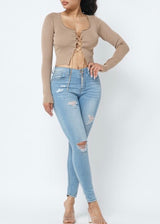 Hera Collection Long Sleeve Chain Up Top (Milk Chocolate) 22519