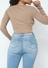 Hera Collection Long Sleeve Chain Up Top (Milk Chocolate) 22519