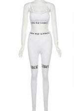 Lucky Label Sports Bra Top & Leggings Set (White) TWG6192